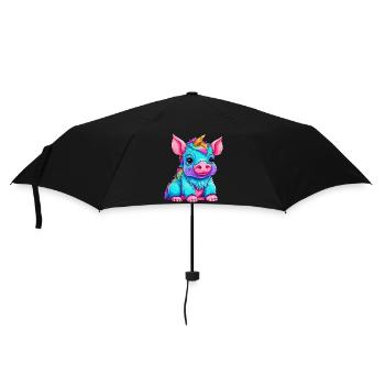 Fusion of pig and unicorn - rainbow design - Umbrella (small) - black - Front