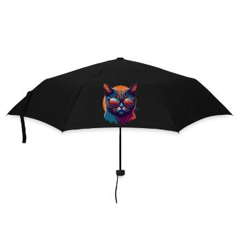 Rebel Paws: Retro Cat T-Shirt Art - Parapluie standard - noir - Devant