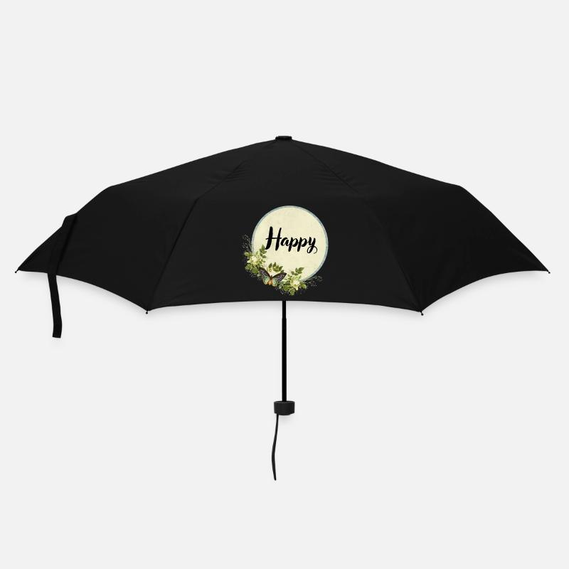 Happy Butterfly - Regenschirm (klein) - Schwarz
