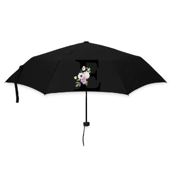 Lila Blumenbuchstabe E - Regenschirm (klein) - Schwarz - Vorne