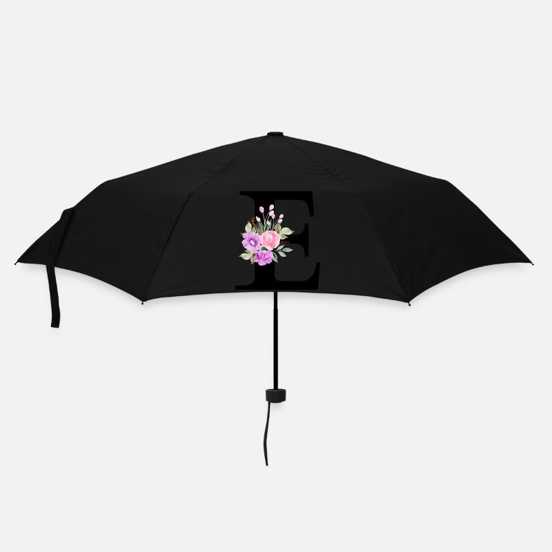 Lettre e floral violet - Parapluie standard - noir