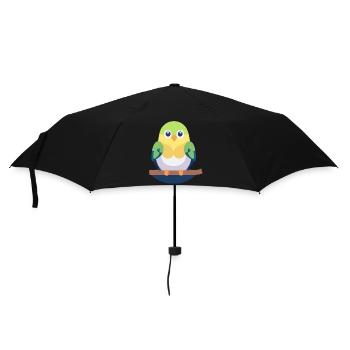 Wellensittich bunt auf Ast - Regenschirm (klein) - Schwarz - Vorne