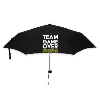 Bräutigam Support JGA Team Game Over - Regenschirm (klein) - Schwarz - Vorne