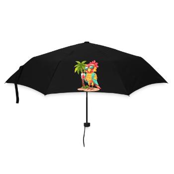 Perroquet d’été plage bande dessinée - Parapluie standard - noir - Devant