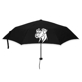 Hund Boxer Kopf Silhouette Minimalistisch - Regenschirm (klein) - Schwarz - Vorne