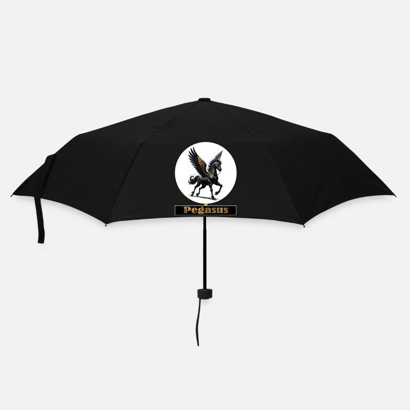 Pegasus mit schwarzen Flügeln - Regenschirm (klein) - Schwarz