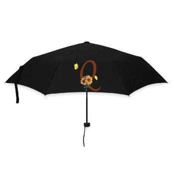 Letter q sunflower butterfly - Umbrella (small) - black - Front