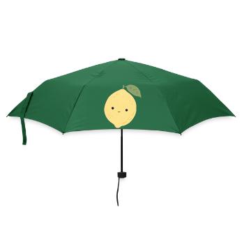 Leni Zitrone – Süßes Kawaii Frucht Design - Regenschirm (klein) - Flaschengrün - Vorne
