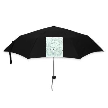 Löwenkopf Zeichnung Pur - Regenschirm (klein) - Schwarz - Vorne