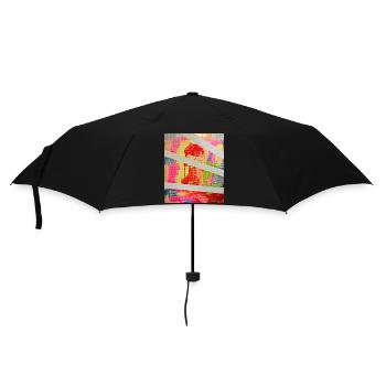 Neonfarben Abstrakte Streifenkunst - Regenschirm (klein) - Schwarz - Vorne