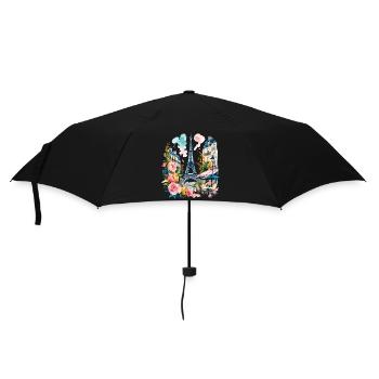 Tour Eiffel Paris Aquarelle florale vintage - Parapluie standard - noir - Devant