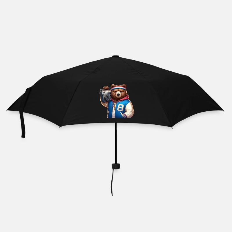 Stylized illustration of a cool bear - Umbrella (small) - black