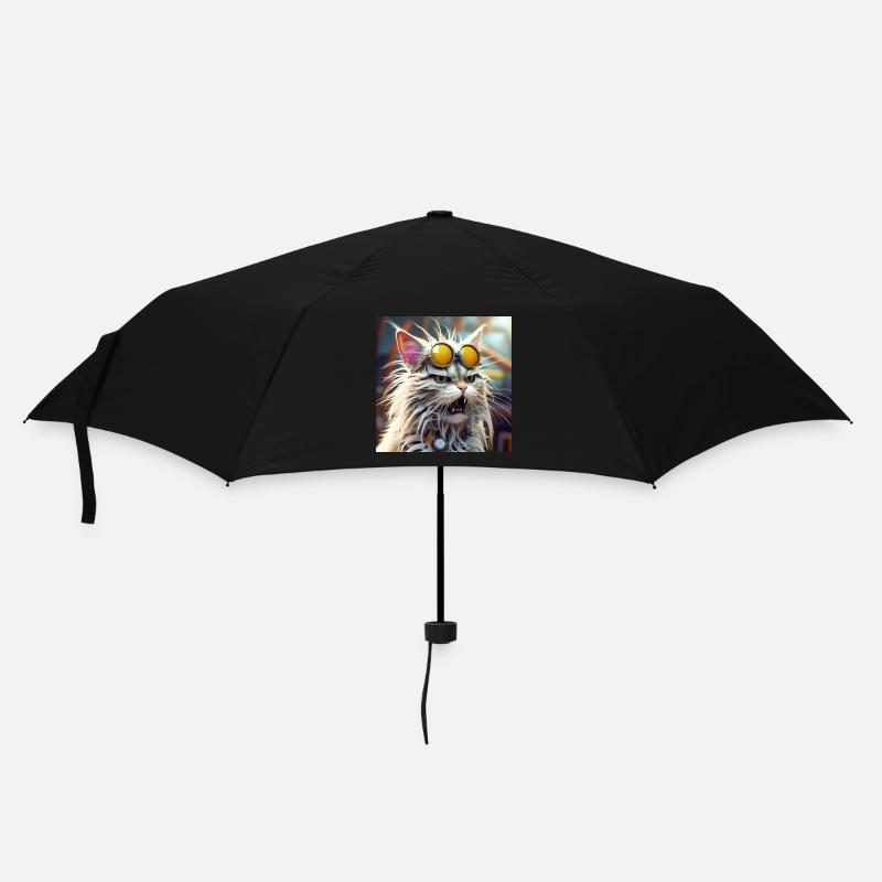 The crazy Cat - Regenschirm (klein) - Schwarz