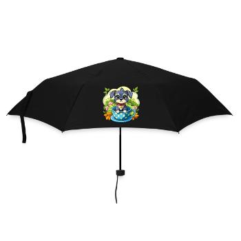 Hund in der Tasse - Regenschirm (klein) - Schwarz - Vorne