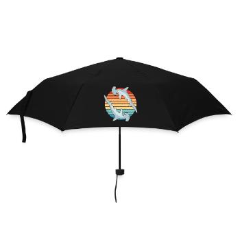 Requin-marteau Rétro Coucher de soleil - Parapluie standard - noir - Devant