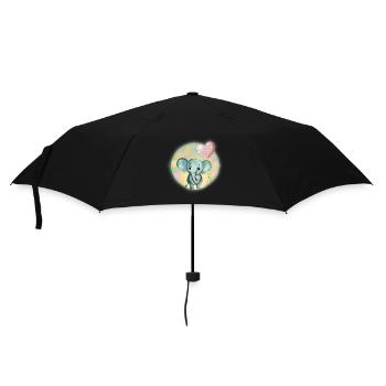 Süßes Elefantenbaby mit Luftballon - Geschenkidee - Regenschirm (klein) - Schwarz - Vorne