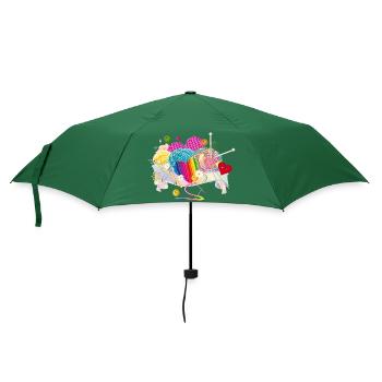Tricot et couture, pelotes de laine, boutons et aiguilles à coudre - Parapluie standard - vert bouteille - Devant