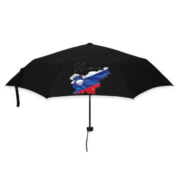 Slowenien Flagge in der Slowenien Landkarte EN - Regenschirm (klein) - Schwarz - Vorne