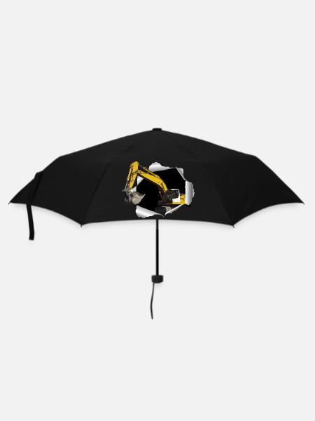 Bagger buddelt sich durchs T-Shirt - Regenschirm (klein) - Schwarz
