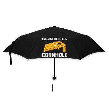 Cornhole Bean Bag Toss Outdoor Lawn Game funny - Umbrella (small) - black - Front