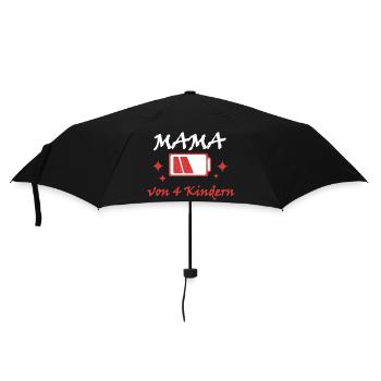 Akku leer Mama von 4 Kindern Mutter Muttertag Kind - Regenschirm (klein) - Schwarz - Vorne