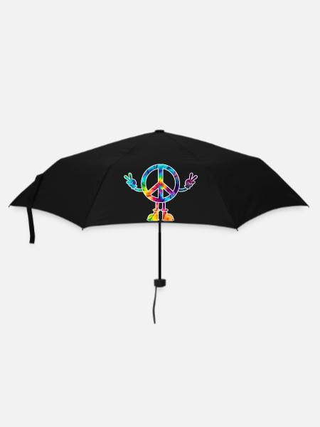 Peacezeichen Friedenszeichen tie dye - Regenschirm (klein) - Schwarz