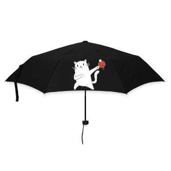 Table Tennis Katze Pingpong Outfit Cat Tischtennis - Umbrella (small) - black - Front
