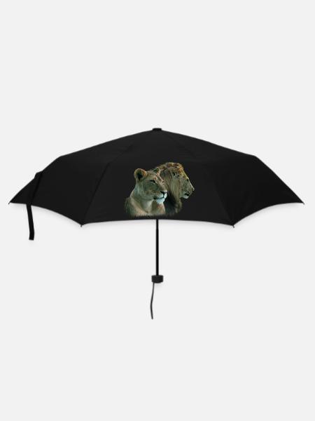 Löwen - Löwenpaar - Raubkatze - Katze - Afrika - Regenschirm (klein) - Schwarz