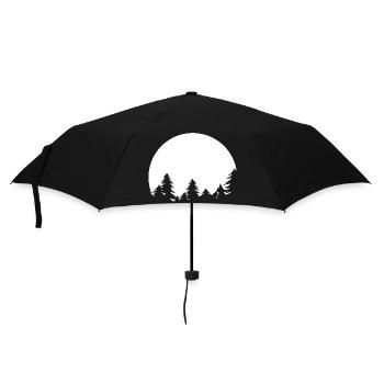 Moon, Forest, Trees, Nature, Shadow, Evening, Tranquility Symbol - Umbrella (small) - black - Front