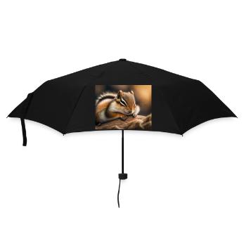 Niedliche Tiere im Winterschlaf – Streifenhörnchen - Regenschirm (klein) - Schwarz - Vorne