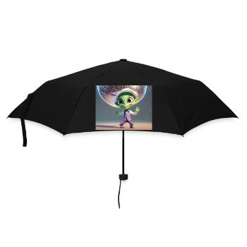 alien danse lors d’une fête sous une boule disco - Parapluie standard - noir - Devant