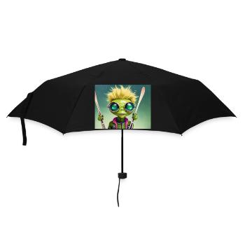 mignon petit vert rétro vintage alien skie - Parapluie standard - noir - Devant