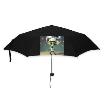 cute little green retro vintage alien everyday - Umbrella (small) - black - Front