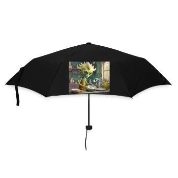 mignon petit vert rétro vintage alien tous les jours - Parapluie standard - noir - Devant