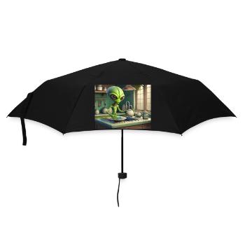 mignon petit vert rétro vintage alien tous les jours - Parapluie standard - noir - Devant