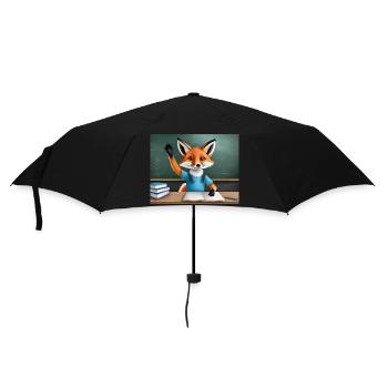 Niedlicher kleiner Unhold, Fuchs, der seine Hand hebt - Regenschirm (klein) - Schwarz - Vorne