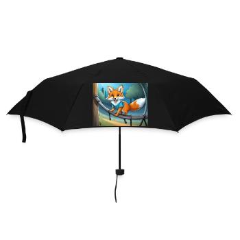 Niedlicher kleiner Unhold, Fuchs, der auf einem Spielplatz spielt - Regenschirm (klein) - Schwarz - Vorne