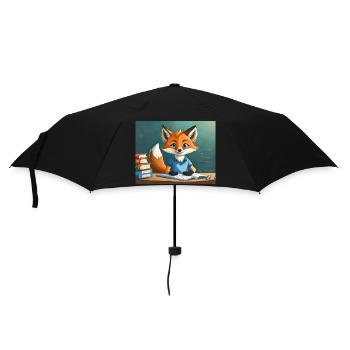 Niedlicher kleiner Teufel Fuchs Alltag – liest - Regenschirm (klein) - Schwarz - Vorne