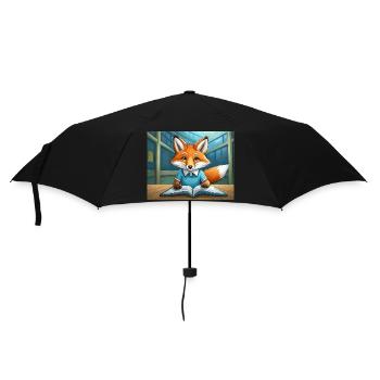 Niedlicher kleiner Teufel Fuchs Alltag – liest - Regenschirm (klein) - Schwarz - Vorne