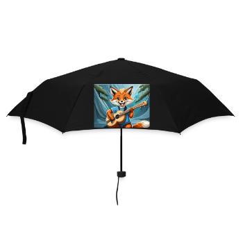 mignon petit renard démon vie quotidienne jouant de la guitare - Parapluie standard - noir - Devant