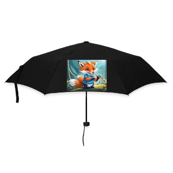 mignon petit renard démon vie quotidienne jouant de la flûte - Parapluie standard - noir - Devant