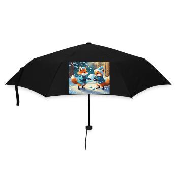 mignon petit renard démon vie quotidienne - jouer à la neige - Parapluie standard - noir - Devant