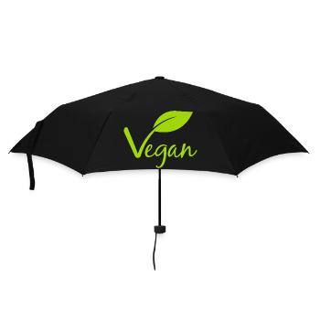 Vegan mit einem Blatt für Veganer und Vegetarier - Regenschirm (klein) - Schwarz - Vorne