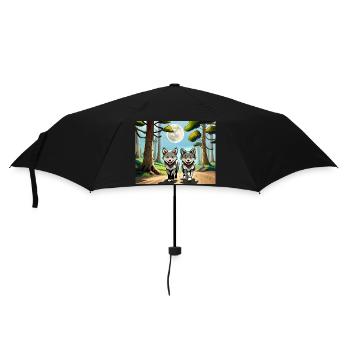 comptines allemandes comique deux petits loups - Parapluie standard - noir - Devant