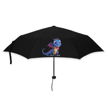 Ein niedliches Drachen Monster mit langer Zunge - Regenschirm (klein) - Schwarz - Vorne
