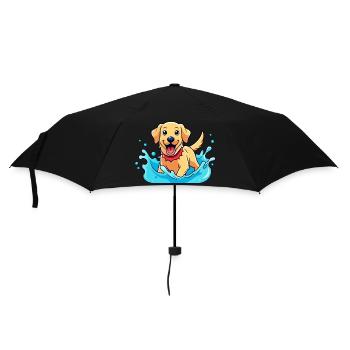 Fröhlicher Labrador Retriever planscht in Poolkunst - Regenschirm (klein) - Schwarz - Vorne