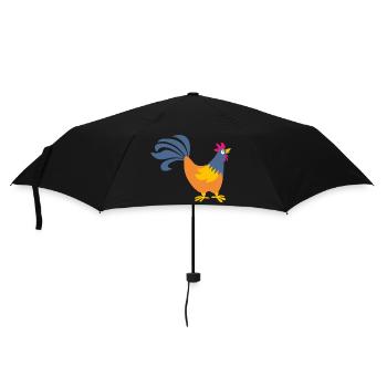 Hahn Gockel Ostern Bauernhof Geflügel Tiere Ei - Regenschirm (klein) - Schwarz - Vorne