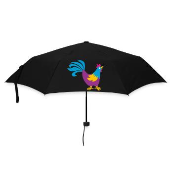 Hahn bunt Gockel Bauernhof tierisch Ostern Tiere - Regenschirm (klein) - Schwarz - Vorne