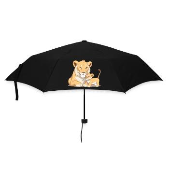 Lion Mom with Child - Umbrella (small) - black - Front