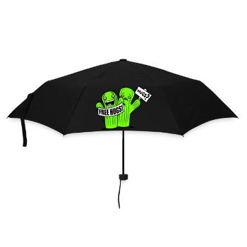 Free Hugs Kaktus Umarmung Gesicht Traurig Schild - Regenschirm (klein) - Schwarz - Vorne